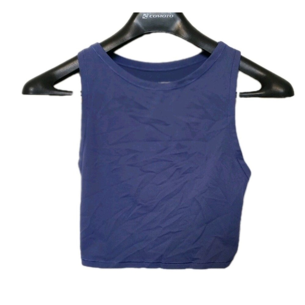 Victoria Secret Sport Cropped Athletic Tank Top Blue XS Pickleball Gym Workout